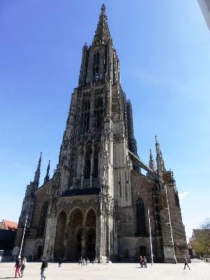 Steinreinigung am nördlichen Chorturm des Ulmer Münsters